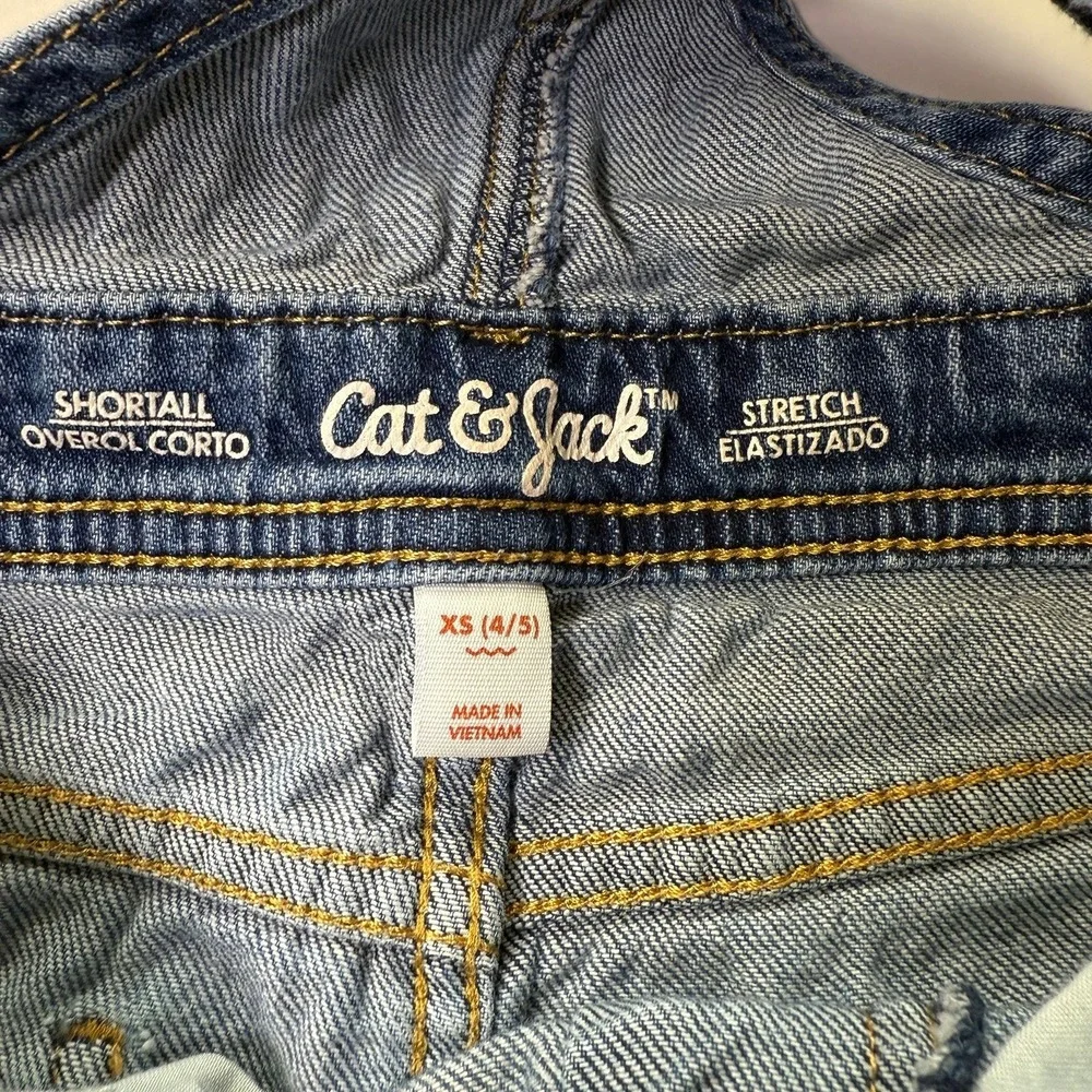 Cat & Jack Denim Shortalls Distressed Size Girl's XS (4/5)‎